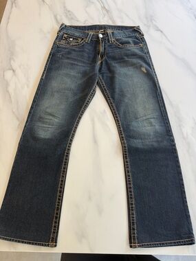 True Religion Men’s Dark Blue Straight-Leg Jeans Size 33/30